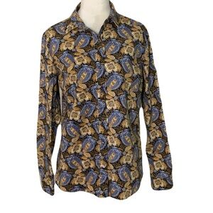 J. McLaughlin Women’s Medium Multicolor Floral Print Cotton Button Front Shirt